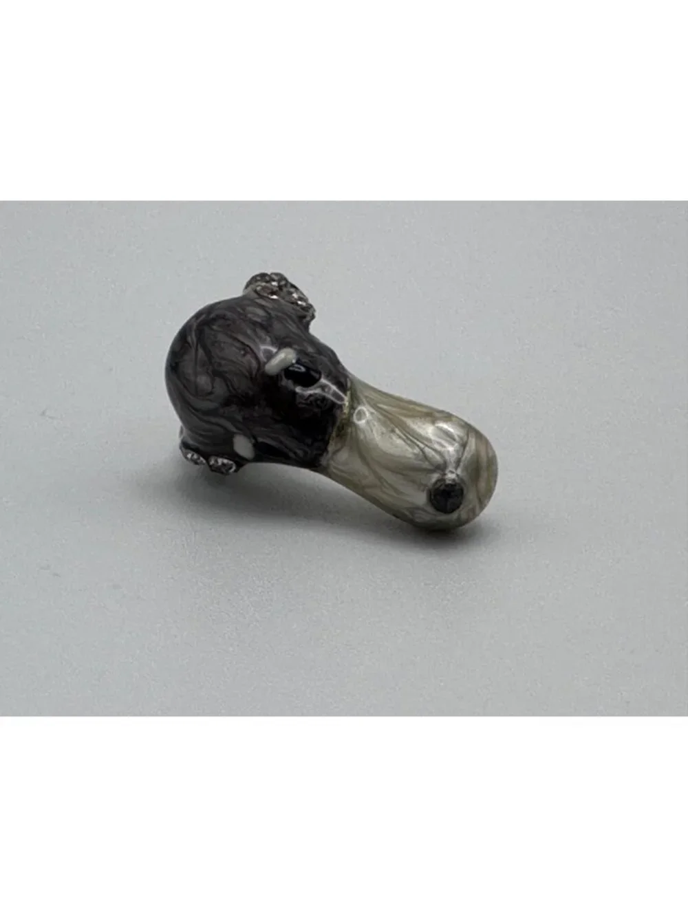 Vintage Dog Head Wine Cork Handle Rhinestones Marble Metal Swirled Design